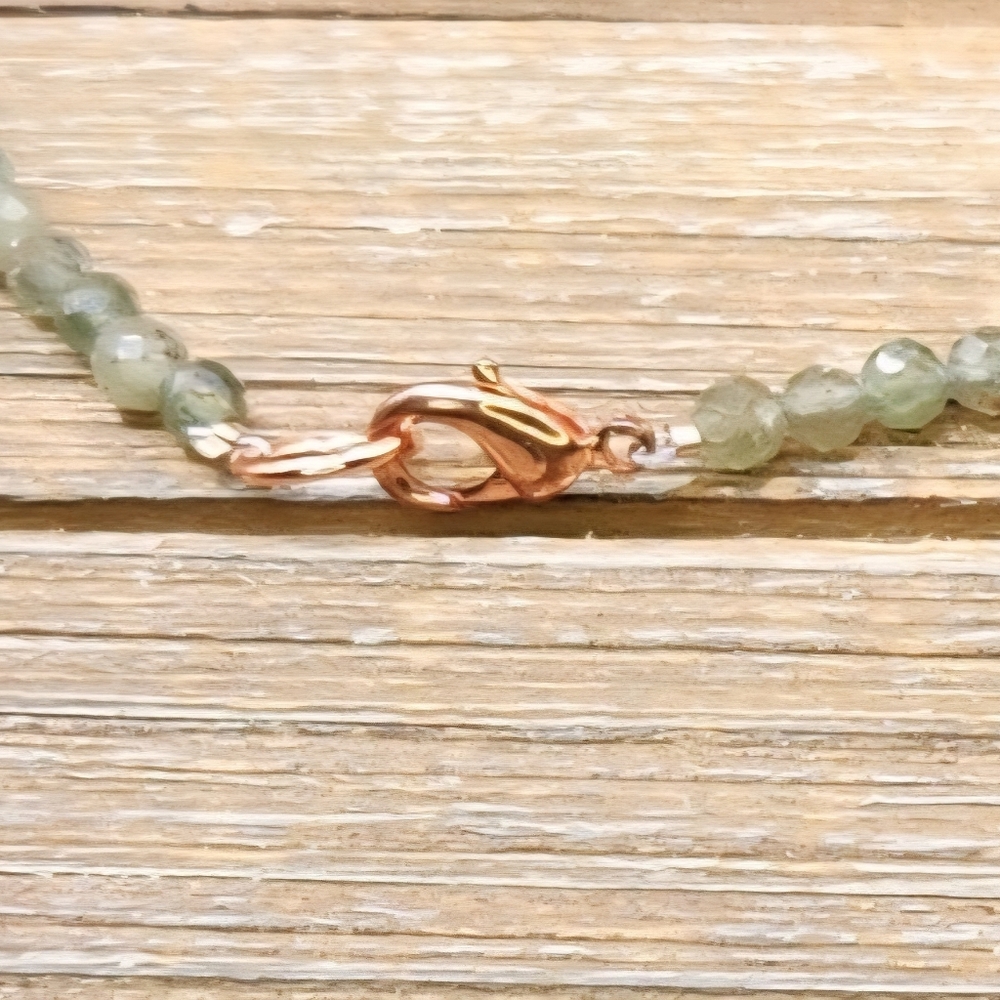 Faceted Green Apatite, Copper Tube Beads and A Copper Plated Dandelion Pendant - Picture 5 of 7